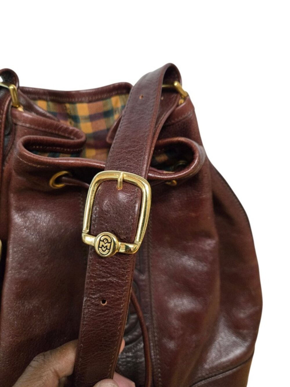 Vintage Marino Orlandi Leather Bucket Bag Made in Italy Brown Drawstring Purse - Picture 10 of 12